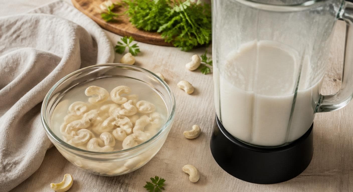 Préparation d'une crème végétale maison à la noix de cajou