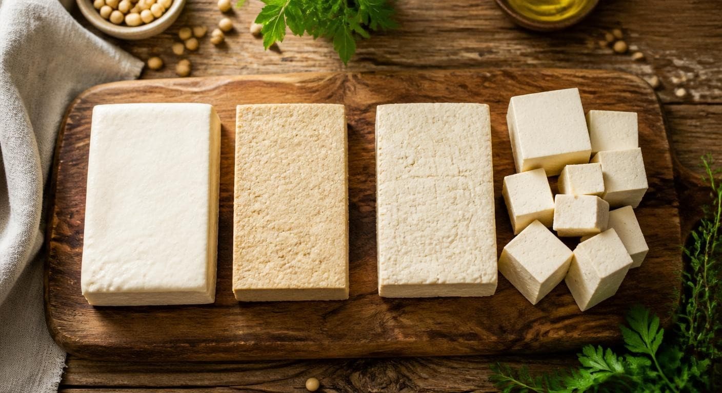 Comparatif de différents types et textures de tofu