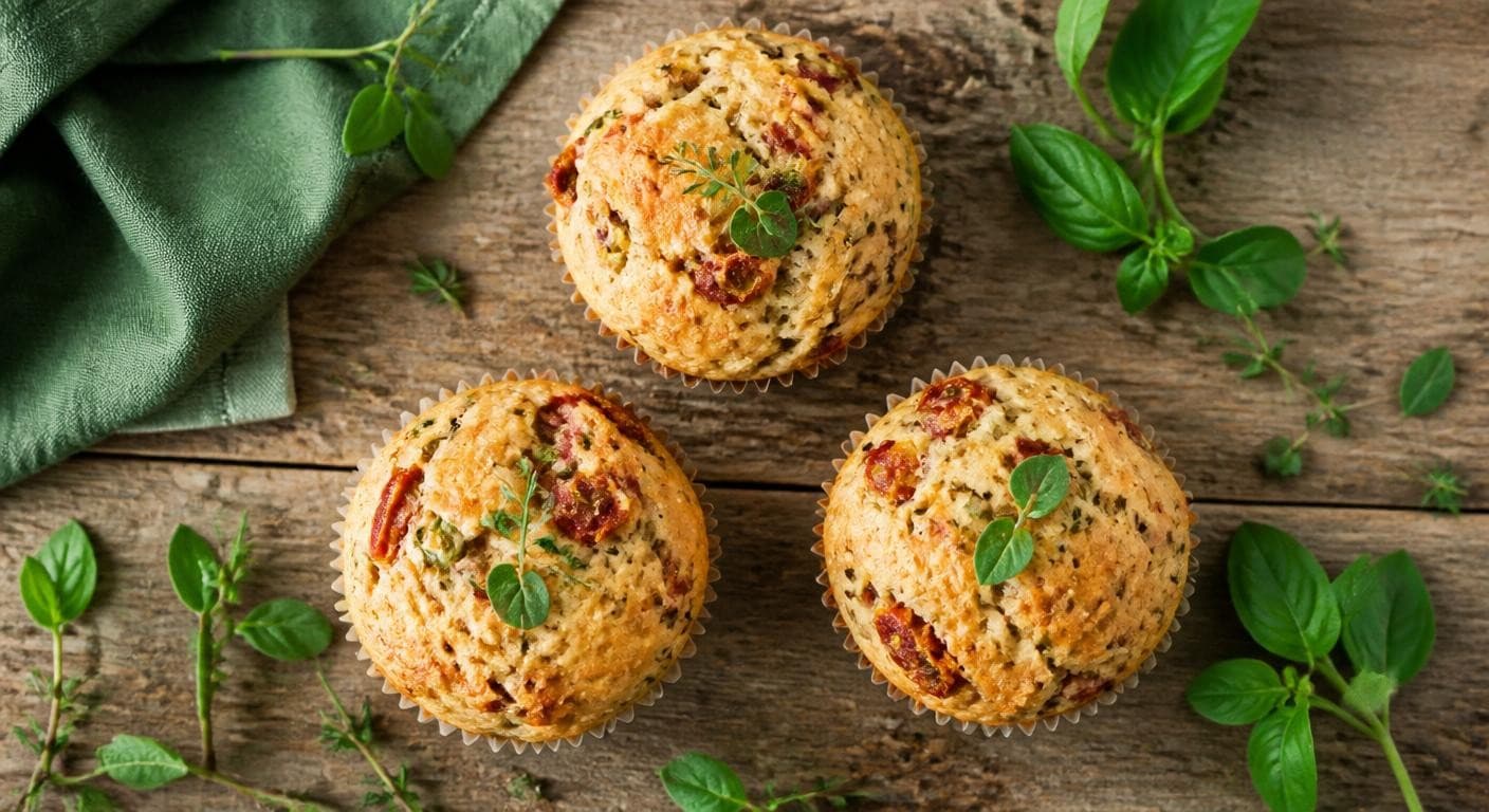 Muffins salés végétariens présentés pour l'apéritif, la lunch box et le pique-nique