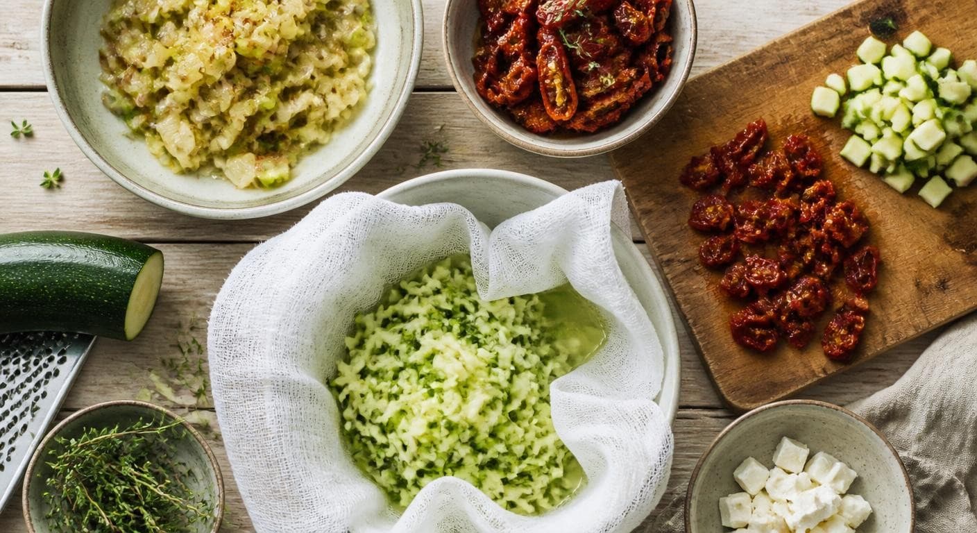Légumes préparés pour des muffins salés végétariens moelleux