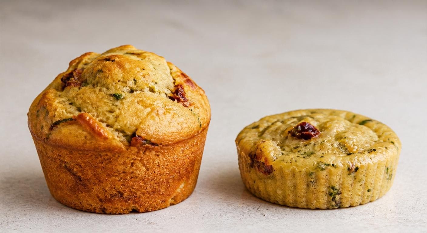 Comparaison d'un muffin salé végétarien réussi et raté