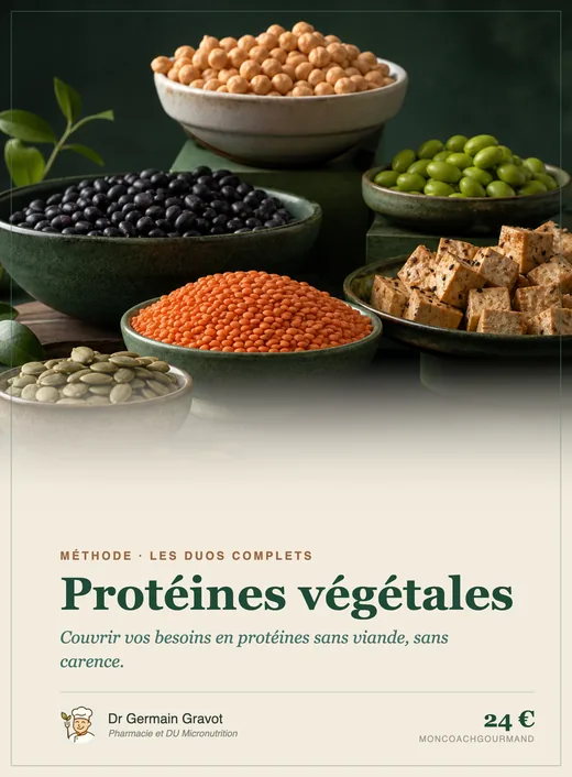Couverture du guide Protéines végétales de MonCoachGourmand, par Germain Gravot